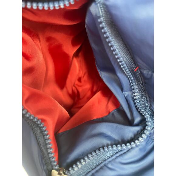 Swisstech Men 34-36 Blue Red Puffer Jacket Zip Packable Lightweight Coat FLAW - Picture 3 of 9